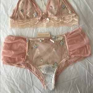 Bralette and Panties lace and embroidery cute